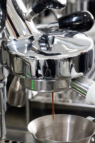 Espresso Extraction Close-Up from Portafilter