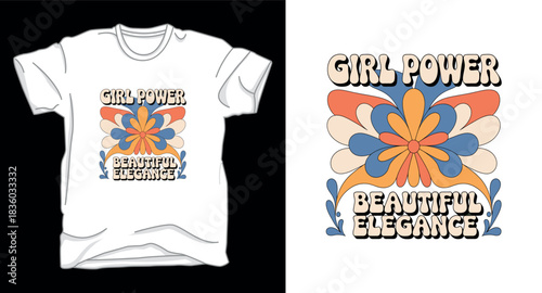 Girl power vector graphic art t-shirt design print template