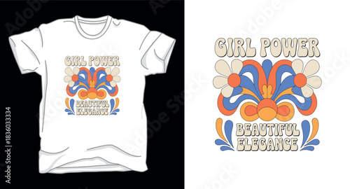 Girl power vector graphic art t-shirt design print template