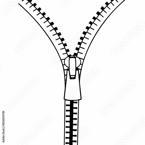 Open zipper in black and white