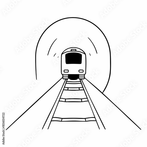 Train exiting from the tunnel