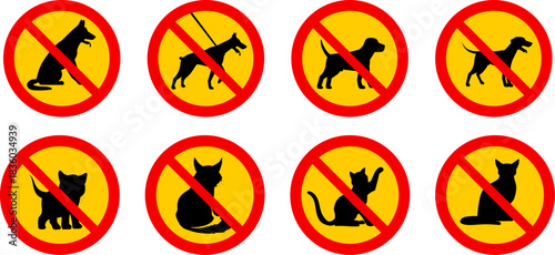 No pet dog and cat icon allows sign and icon vector file.