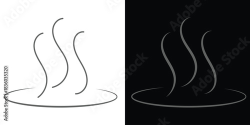 Onsen icon design template with outline style. Smoke steam silhouette icon illustration isolated on white background. Doodle smoke icons set. Water steam symbols. Hand drawn hot vapors. Line air smell