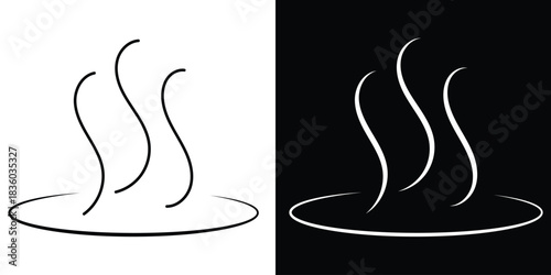 Onsen icon design template with outline style. Smoke steam silhouette icon illustration isolated on white background. Doodle smoke icons set. Water steam symbols. Hand drawn hot vapors. Line air smell
