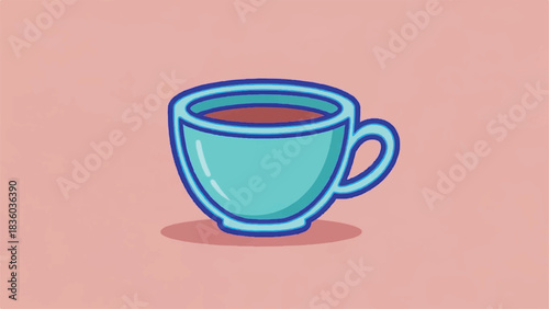 A Simple Teal Coffee Cup Filled with Red Liquid.