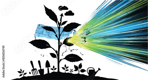 Nurturing growth with innovative light energy, symbolizing progress and new beginnings.