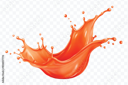splash of  colorful liquid juice splash in mid air cut and curve style isolated on transparent background