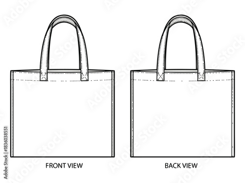 Tote Bag Design Template Front and Back Views.