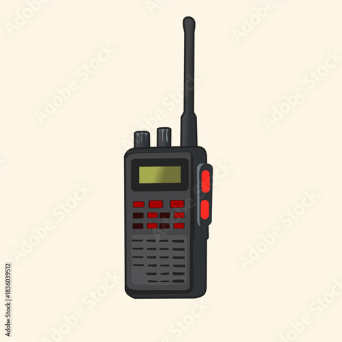 Walkie-Talkie in Detailed Cartoon Style for Outdoor Communication