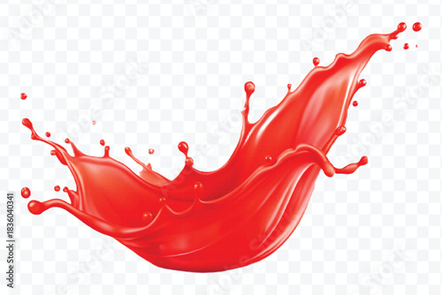 splash of  colorful liquid juice splash in mid air cut and curve style isolated on transparent background