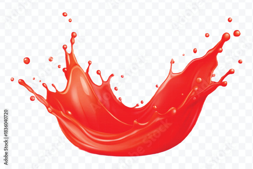 splash of  colorful liquid juice splash in mid air cut and curve style isolated on transparent background