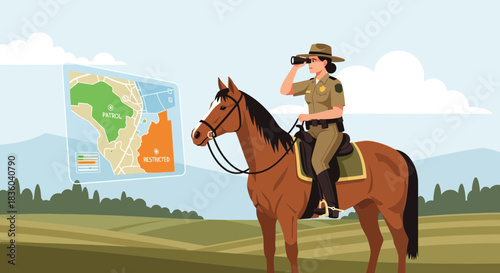 Equine assisted ranger patrolling with digital geographical information system
