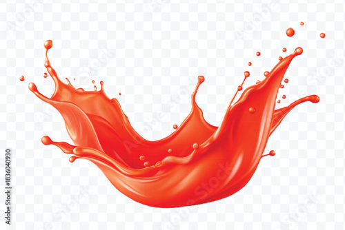 splash of  colorful liquid juice splash in mid air cut and curve style isolated on transparent background