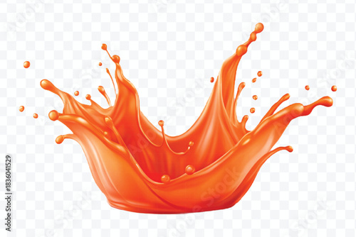 splash of  colorful liquid juice splash in mid air cut and curve style isolated on transparent background