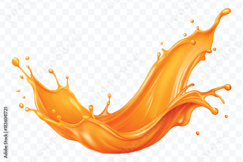 splash of  colorful liquid juice splash in mid air cut and curve style isolated on transparent background