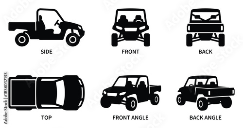 Detailed Vector Illustration Showing all Angles of an Utility Vehicle