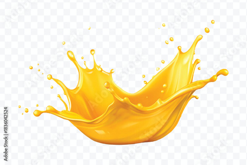 splash of  colorful liquid juice splash in mid air cut and curve style isolated on transparent background