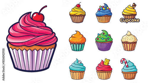 Colorful Cupcakes Collection - A Delightful Assortment of Sweet Treats.