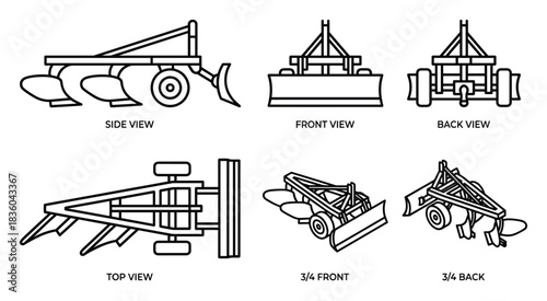 Illustrative Views of a Plough, Essential Agricultural Equipment Design