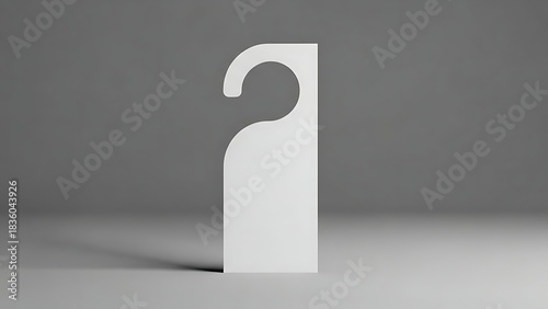 Blank White Door Hanger Mockup on Gray Background.
