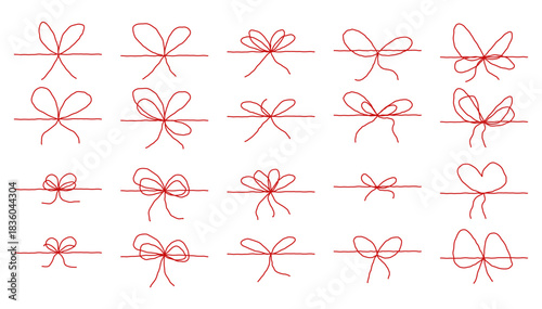 Doodle gift bow line vector with hand-drawn ribbon shapes, simple outlines, playful minimal style, and clean decorative elements for cards, packaging, and creative projects.