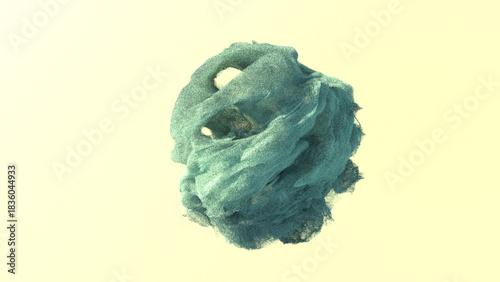 Abstract image showing green particle movement on a yellow background.