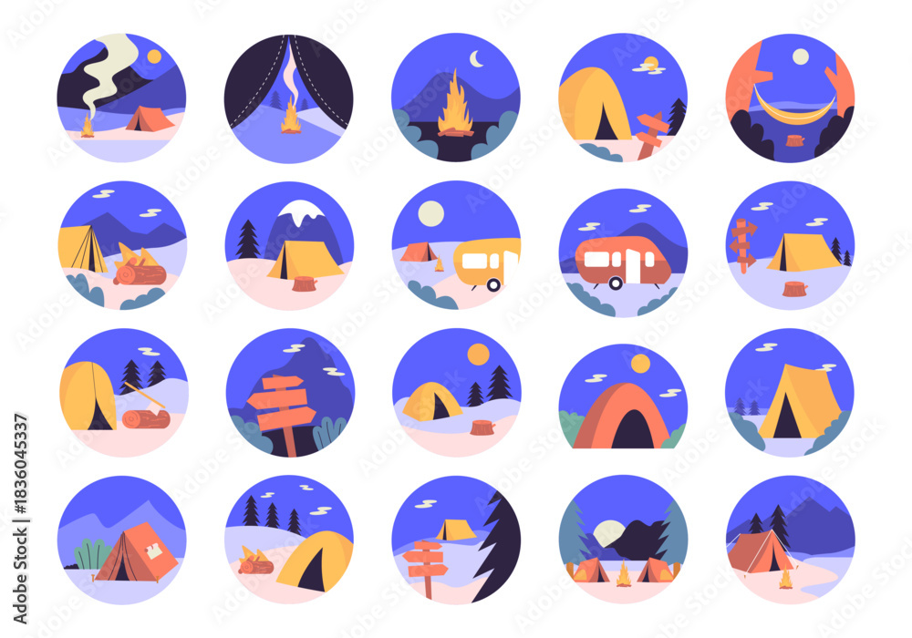 Fototapeta premium Camping Time Sticker Element