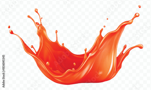 splash of  colorful liquid juice splash in mid air cut and curve style isolated on transparent background