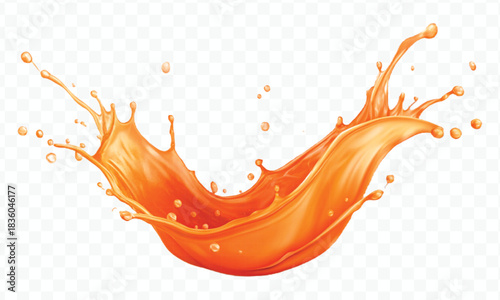 splash of  colorful liquid juice splash in mid air cut and curve style isolated on transparent background