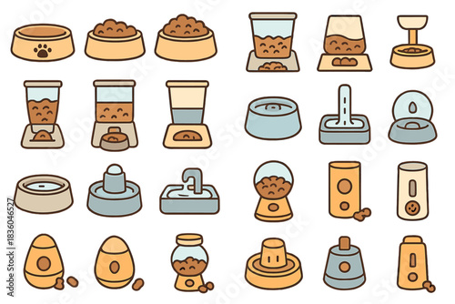 Various pet feeding and watering bowls with unique designs for enhancing pet care and feeding routines