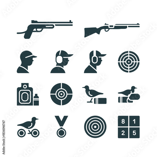 Collection of shooting sports and target practice icons