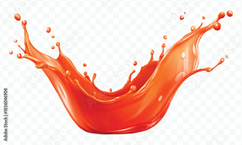 splash of  colorful liquid juice splash in mid air cut and curve style isolated on transparent background