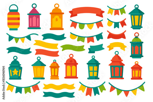 Colorful lanterns and festive decorations for celebrations and events in various shapes and sizes