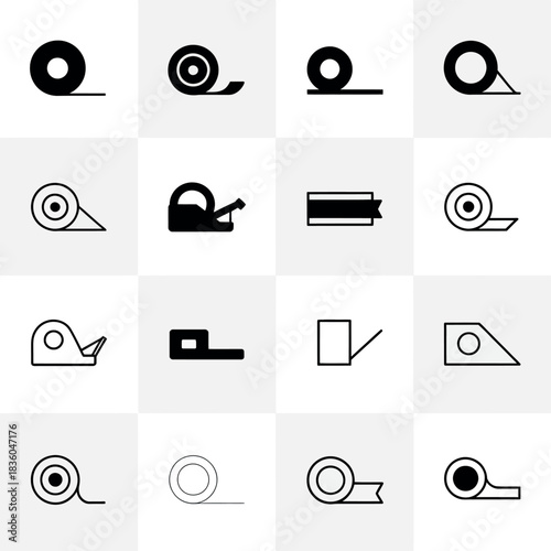 Collection of adhesive tape and dispenser icons in a grid layout
