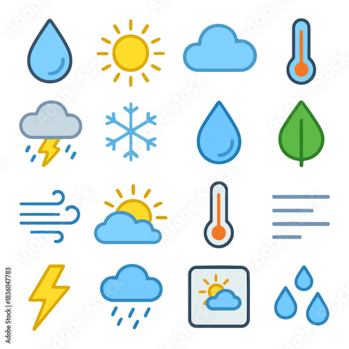 Weather Icons: A vibrant assortment of weather icons, representing various atmospheric conditions, offer a visual guide to the day's forecast.