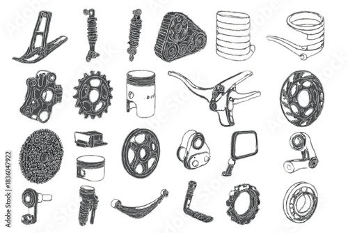 Collection of various mechanical parts displayed in an organized layout suitable for engineering projects