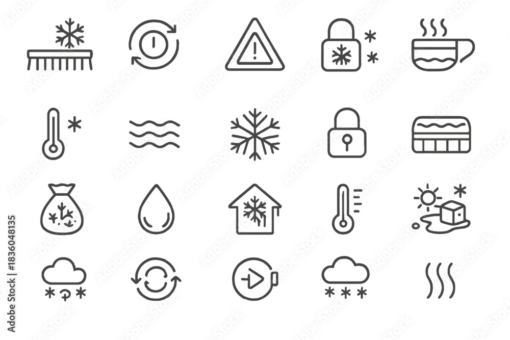 Fototapeta premium Visual guide to winter weather symbols for effective communication during cold conditions