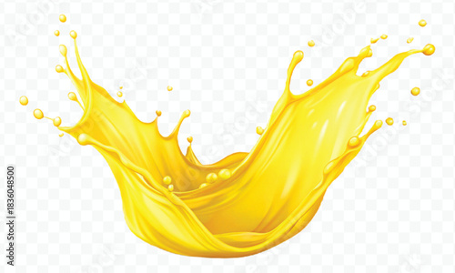 splash of  colorful liquid juice splash in mid air cut and curve style isolated on transparent background