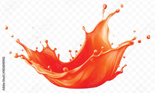 splash of  colorful liquid juice splash in mid air cut and curve style isolated on transparent background