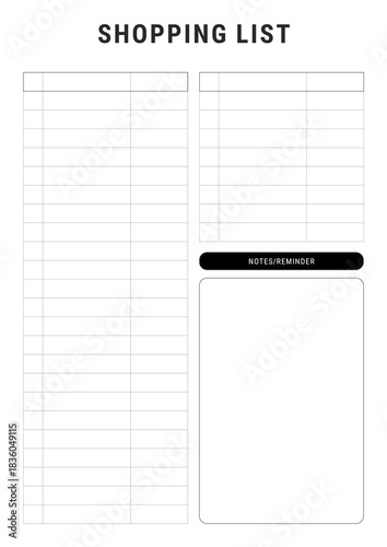 Minimalist Shopping List Template for Grocery Planning