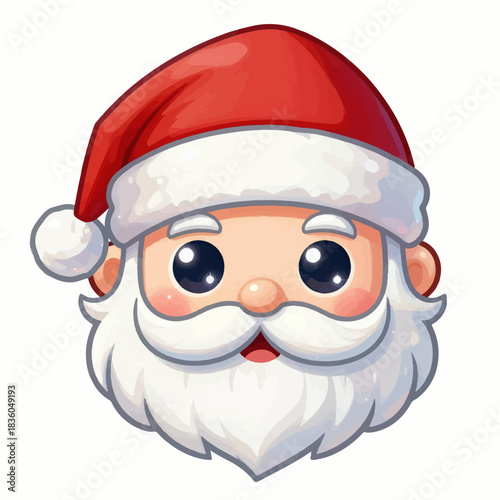 Charming Santa Claus cartoon character with bright eyes and cheerful smile spreading holiday joy for festive season designs and heartwarming Christmas projects