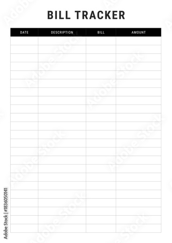 Bill Tracker Template for Monthly Expense Management