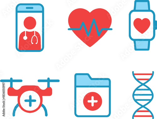 Telemedicine and Digital Health Medical Icon Pack