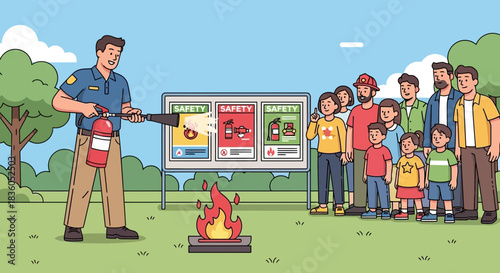 Fire safety demonstration for community awareness and education in parkland