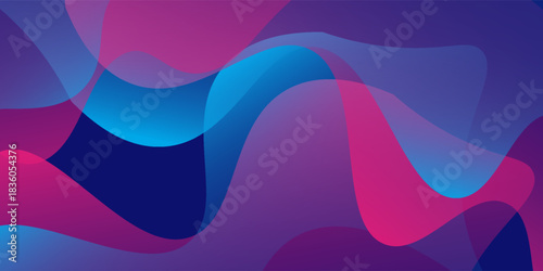 Abstract blue and purple liquid wavy shapes futuristic banner. Glowing retro waves vector background nice modern texture violet