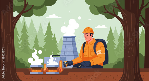 Monitoring geothermal energy extraction in a sustainable forest environment