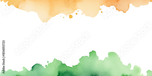 Watercolor background in Indian flag colors with copy space