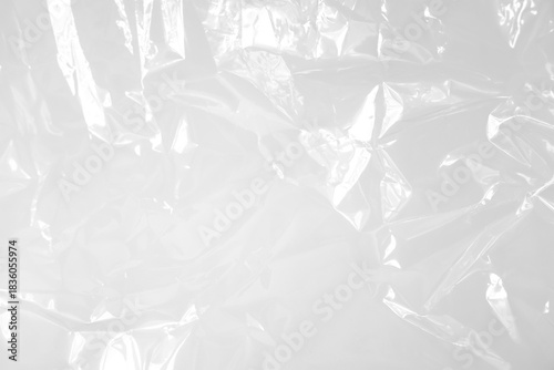 Transparent plastic wrap texture overlay effect. polyethylene wrapping stretch film background. Shrink crumpled plastic sleeve surface. Vector illustration
