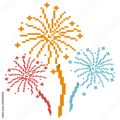 Pixel Fireworks Colorful Display