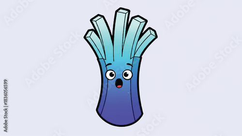Cute Cartoon Leek Character with Surprised Expression.